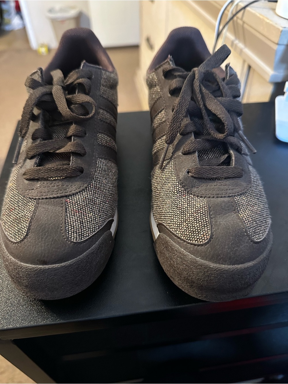 adidas Men's Dark Gray Textile Lace-Up Sneakers